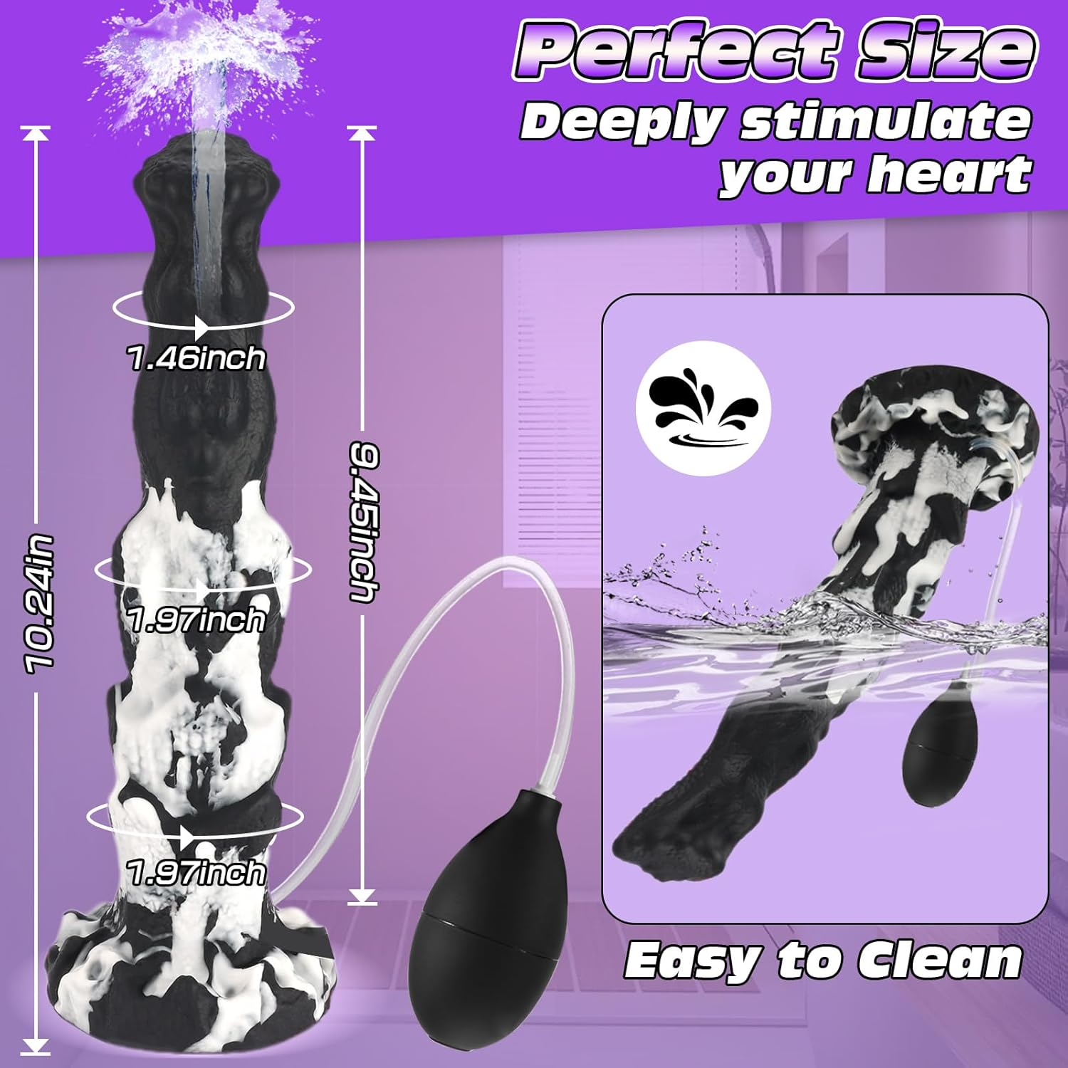 10-Inch Monster Dildo Squirting Sex Toy Horse Knot Dildo, the Irregular Penis, Stimulates Sensitive Points, Strong Suction Cup, Silicone Material, Easy to Clean for Women Men image number 1