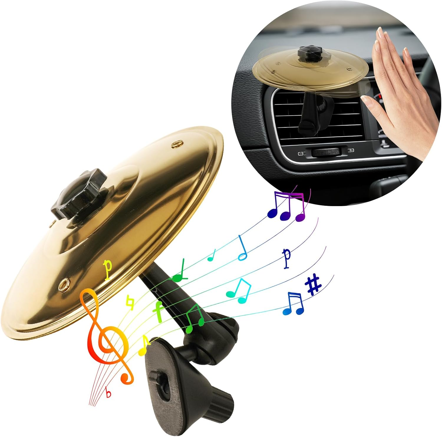 Car Crash Cymbal,Car Cymbal Air Vent Drums,Clip on Mini Symbal for Music Lovers image number 2