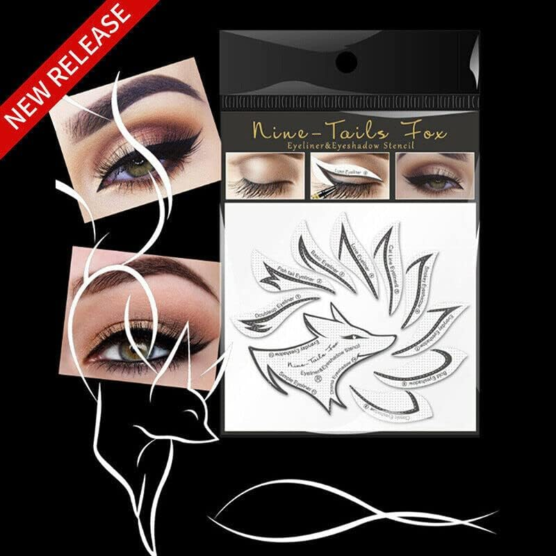 AIMALL Eyeliner Eyeshadow Stencil Set Eye Makeup Fox Template Non-Woven 12 Styles Cards - Precision Eye Makeup Templates for Diverse Looks