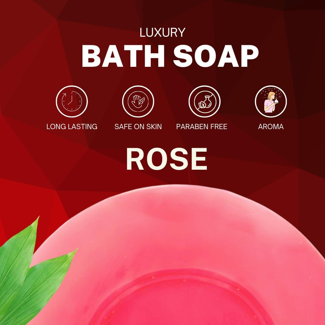 Natural Concept Rose Soap for Men & Women 100G Pack of 4 (Contains Pure Coconut Oil, Vegan, Skin-Friendly with 5.5 Ph, for Face, Body and Hair, Gentle and Moisturizing) image number 5