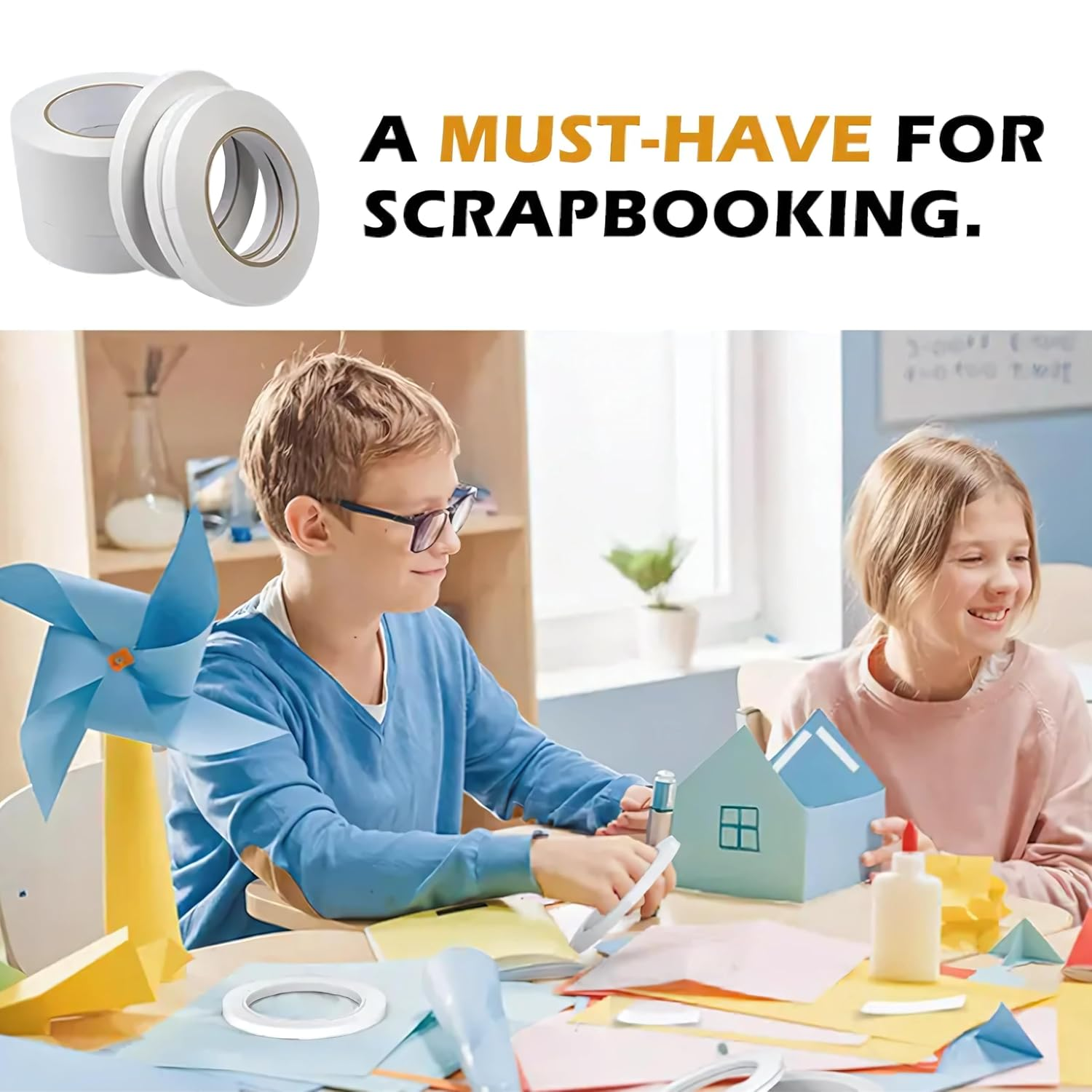 Auzziestar 12Mm X 60M Double-Sided Fabric Tape, Clear No-Sew Adhesive Hemming Tape for Walls, Rugs, Floors, Clothing, Arts, Crafts, Fabric, and Scrapbooking image number 2