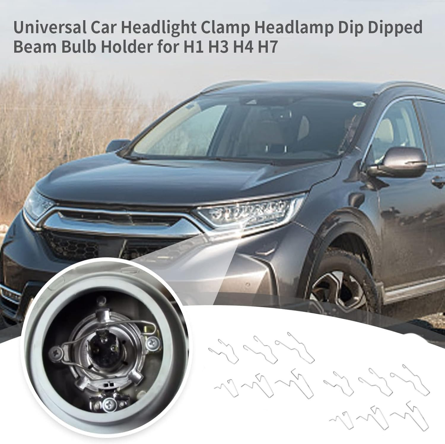 Bulb Retaining Spring Clips for H1/ H3 /H4 /H7 12 Pcs Bulb Universal Car Headlight Clamp Headlamp Dip Dipped Beam Bulb Hoder Clips Retainer Pins Bracket 5ZHSFULLKIT image number 3