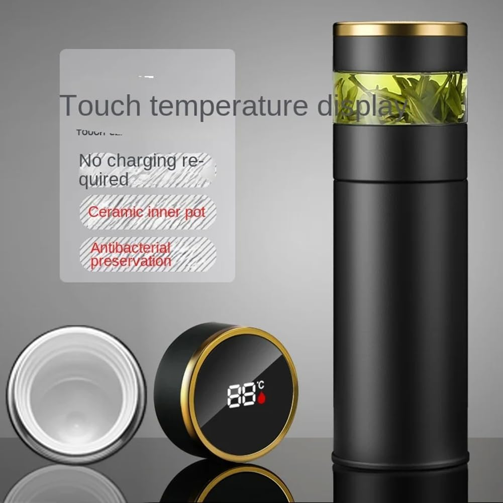 Tea Infuser Vacuum Flask Temperature LED Display 450Ml Insulated Cup Stainless Steel Bottle Travel Coffee Mug Easy Install image number 1