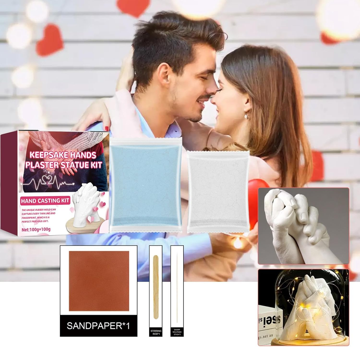 Diys Hand Casting Kit - Plaster Hand Mold Casting Kit, Hand Mold Kit with Base | Artistic Expression Birthday & Bridal Shower Giftss for Couples Grandma Girlfriend Boyfriend, Christmas Home Decor