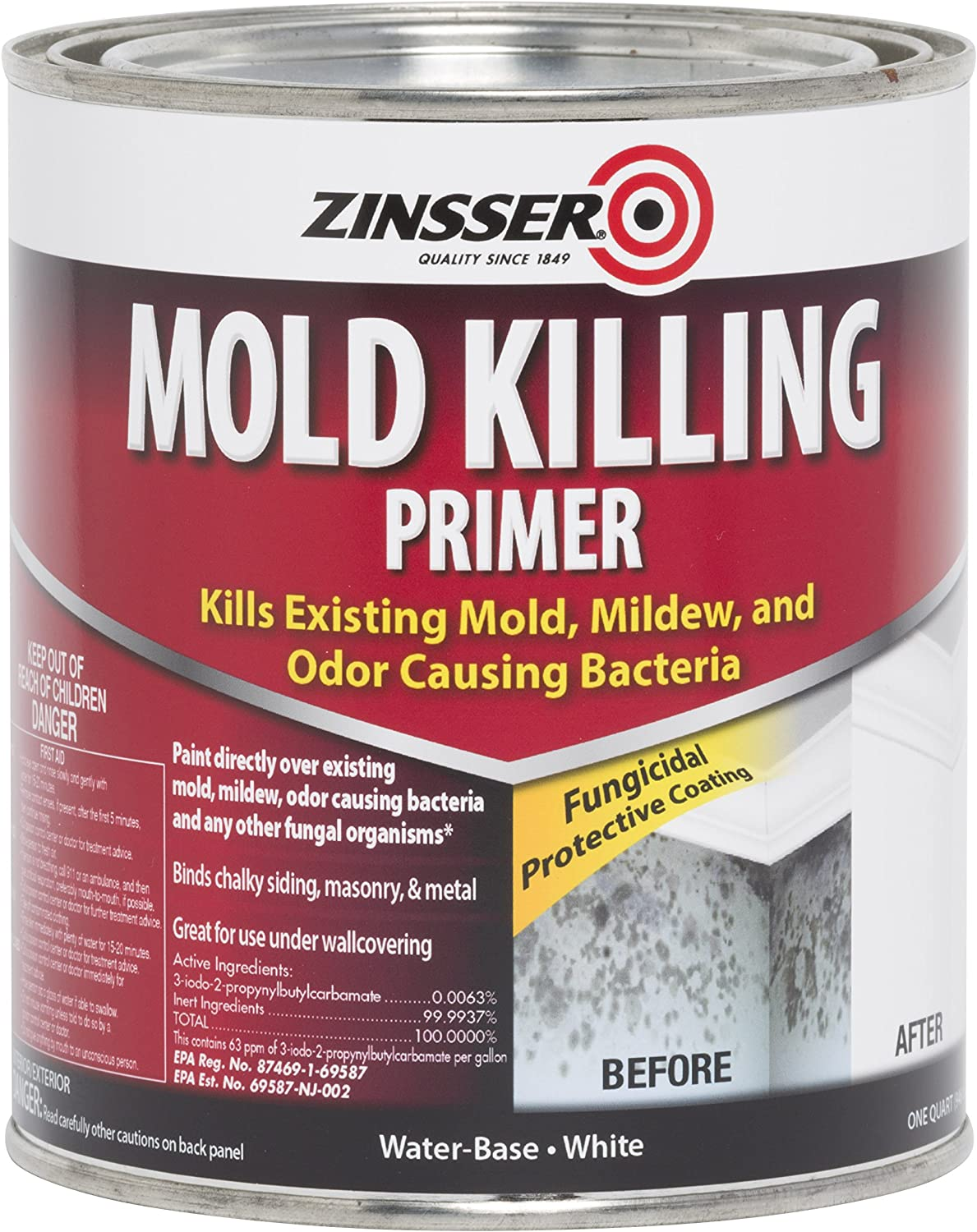 Qt Zinsser 276087 White Zinsser, Mold Killing Primer Water-Based Mold Killing Primer image number 6