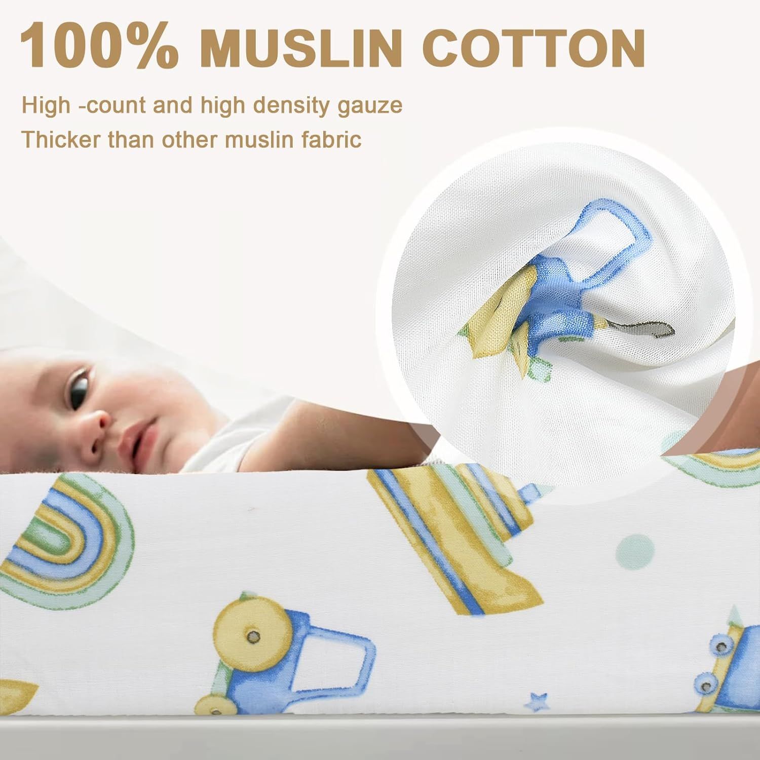 Owlowla Changing Pad Cover,Ultra Soft Cotton Changing Table Covers,Breathable&Durable Nursery Diaper Changing Pad Sheets for Baby Boys Girls(Baby Boy&Dino) image number 3