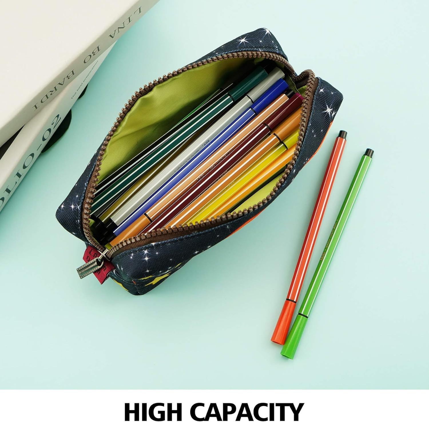 Lparkin Space Canvas Galaxy Pencil Case Gifts Pen Bag Pouch Box Gadget Stationary Case Makeup Cosmetic Bag - Dark Blue image number 3