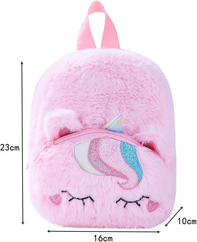 TOMVAES Unicorn Backpack for Kids,With Unicorn Pendant,Plush Unicorn Backpack,Fluffy Mini Unicorn Backpack Bags for Girls Kids Travel Plush Rainbow Schoolbag - Colorful Unicorn A+Pendant image number 3