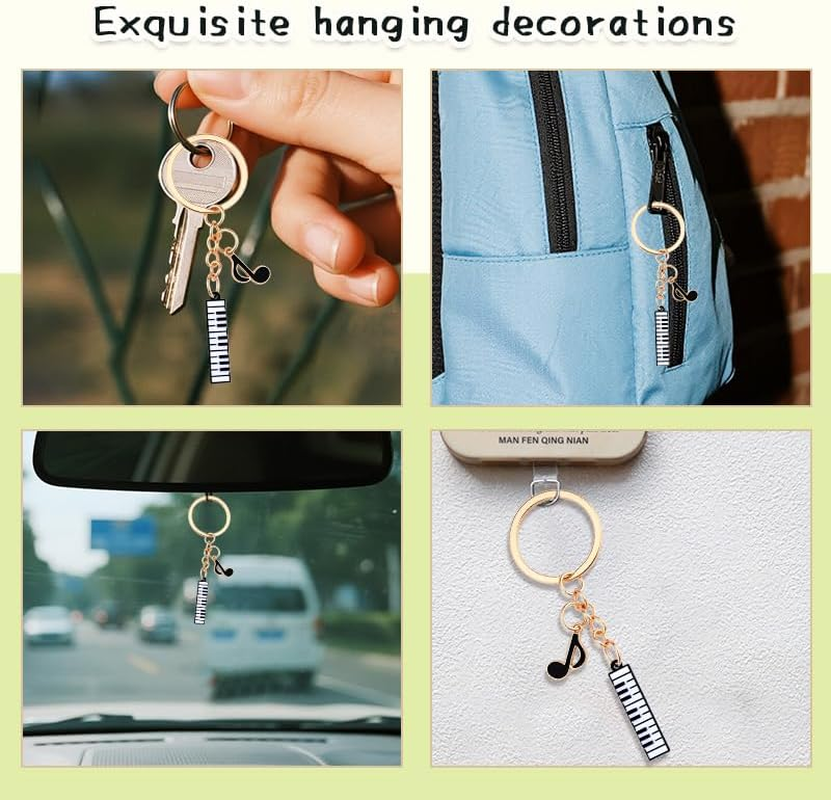 Yaozeio Gold Music Themed Gift Keychain for Music Lovers Teacher Musical Note Key Ring for Student Christmas Birthday Gifts for Musician Piano Players Keyboard Piano Keychain Musical Gifts image number 5