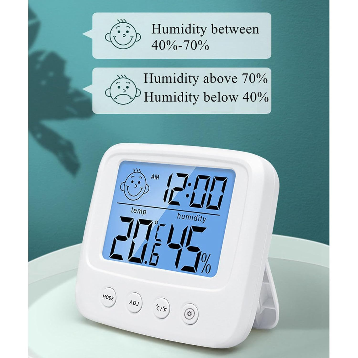 Digital Hygrometer Indoor Thermometer with Backlight Alarm Function Digital Clock Wireless Weather Station with Backlight Alarm Function, Accurate Room Temperature Monitor for Nursery Hygrometers image number 5
