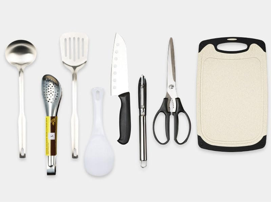 8 Pcs Camping Cookware Utensils Set Camping Essentials Cooking Utensils Set, Camping Accessories Portable Camp Kitchen Utensil Organizer Outdoor Camping RV Cookware Kit, Travel Grill Set image number 2