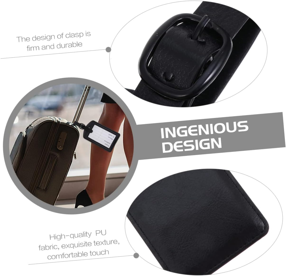 VALICLUD 15Pcs Pu Leather Luggage Tags Id Labels Travel Baggage Identifier Design for Easy Luggage Recognition at Airports image number 2