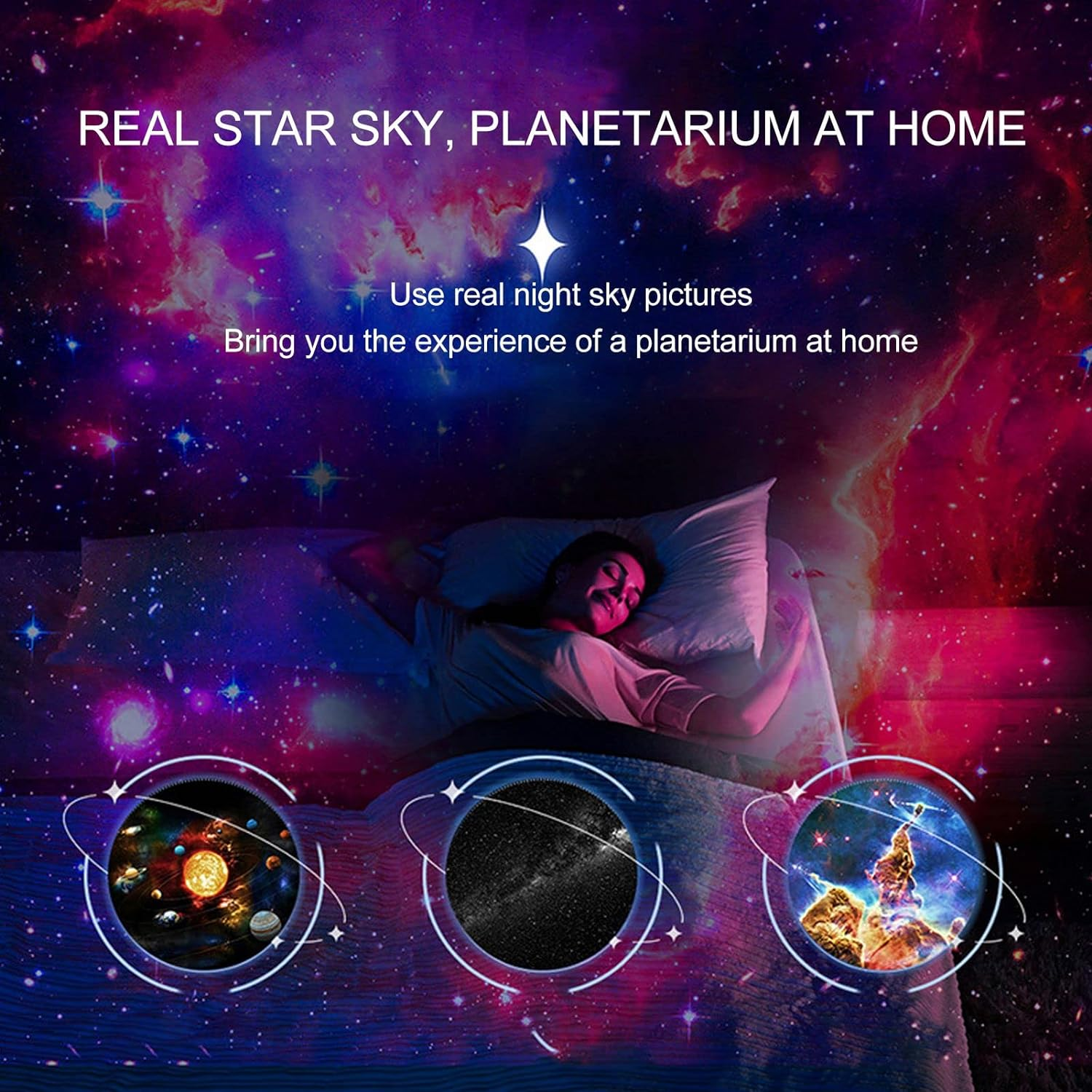 Star Projector, Galaxy Projector 12 Themes to Meet the Fantasy of the Starry Sky, Extreme Romantic Maker Home Planetarium Rechargeable HD Projector for Kids Adults Gaming Room Home image number 1