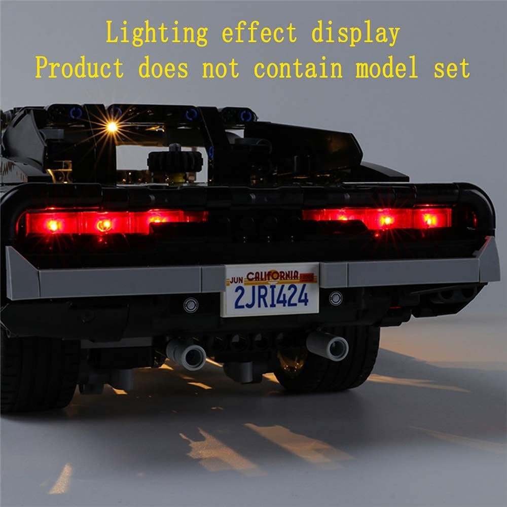 GEAMENT LED Light Kit for Dom&rsquo;S Dodge Charger - Compatible with  Technic Fast & Furious 42111 Race Car Model ( Set Not Included) image number 4