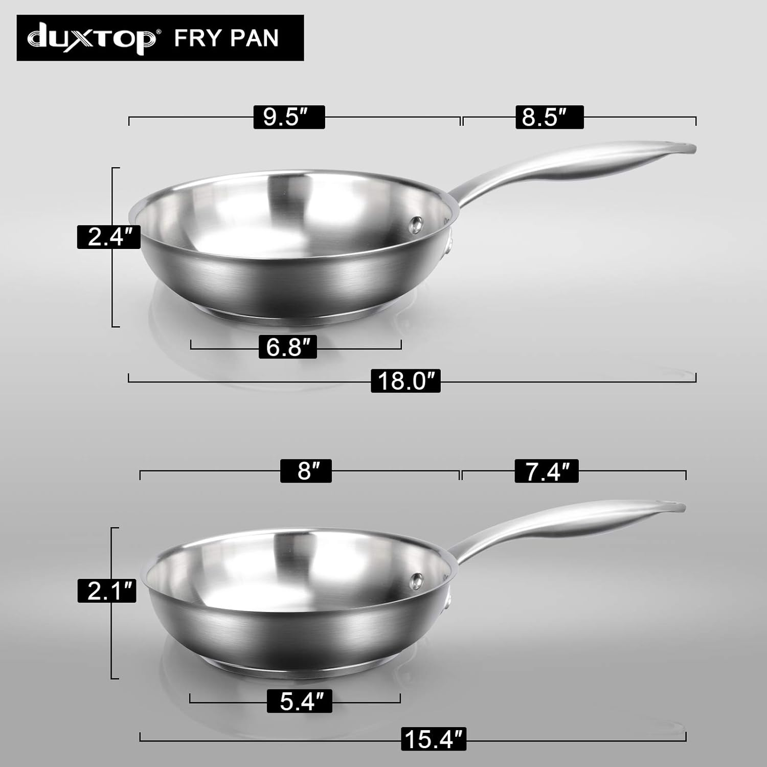 Duxtop Professional Stainless Steel Fry Pan, Induction Ready Cookware with Impact-Bonded Technology, 9.5 Inches image number 6