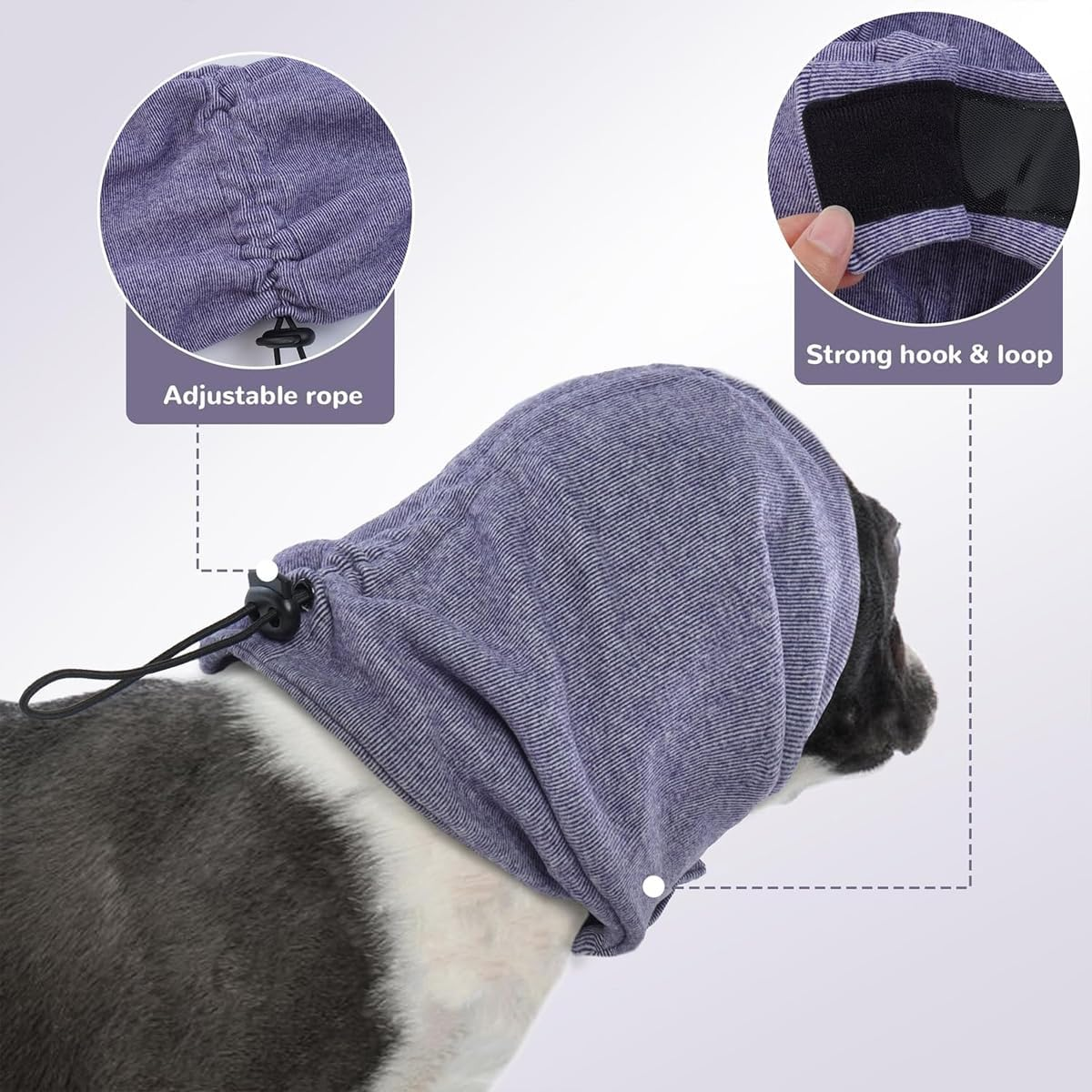 AIMALL Adjustable Dog Calming Headgear - Multifunctional Emotional Support Muff for Noise Reduction, Grooming & Sleeping - Warm, Comfortable Fabric - Sizes S to L (9.8-23.6 Inches) image number 6