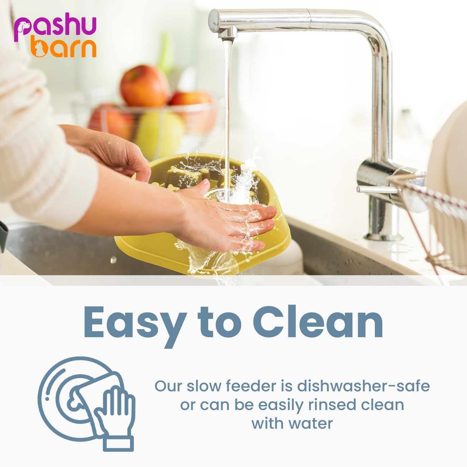 Large 500Ml Slow Feeder Dog Bowl - Interactive Pet Feeder Anti-Slip Base to Promote Healthy Eating, Reduce Overeating, Bloating, Vomiting, and Obesity - (Yellow) image number 3