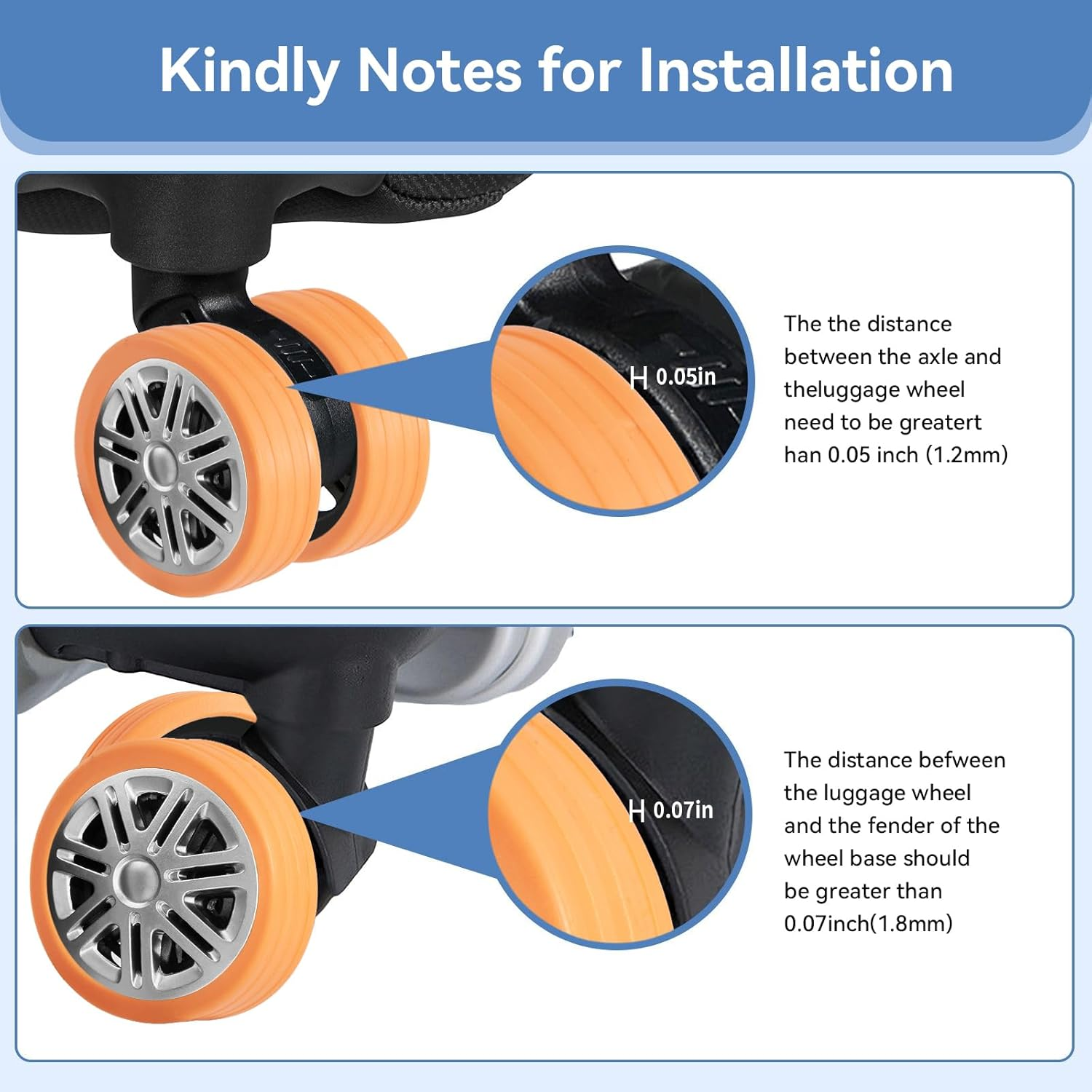 OKAMMY Luggage Wheels Protection Silicone Suitcase Cover - Noise Cancelling Travel Bag Rolling Wheels - Reliable Travel Suitcase Wheel Cover - Durable Tyre Protective Covers for Luggage Bags - 8Pcs