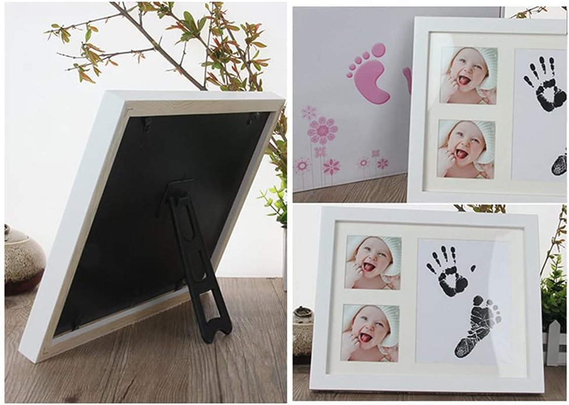 Newborn Baby Handpri and Footpri Picture Frame Kit Baby Keepsake Frames Picture Frame Kit with Ink Pad Infa Shower S for New Parents White Frame with Black Ink Pad image number 5