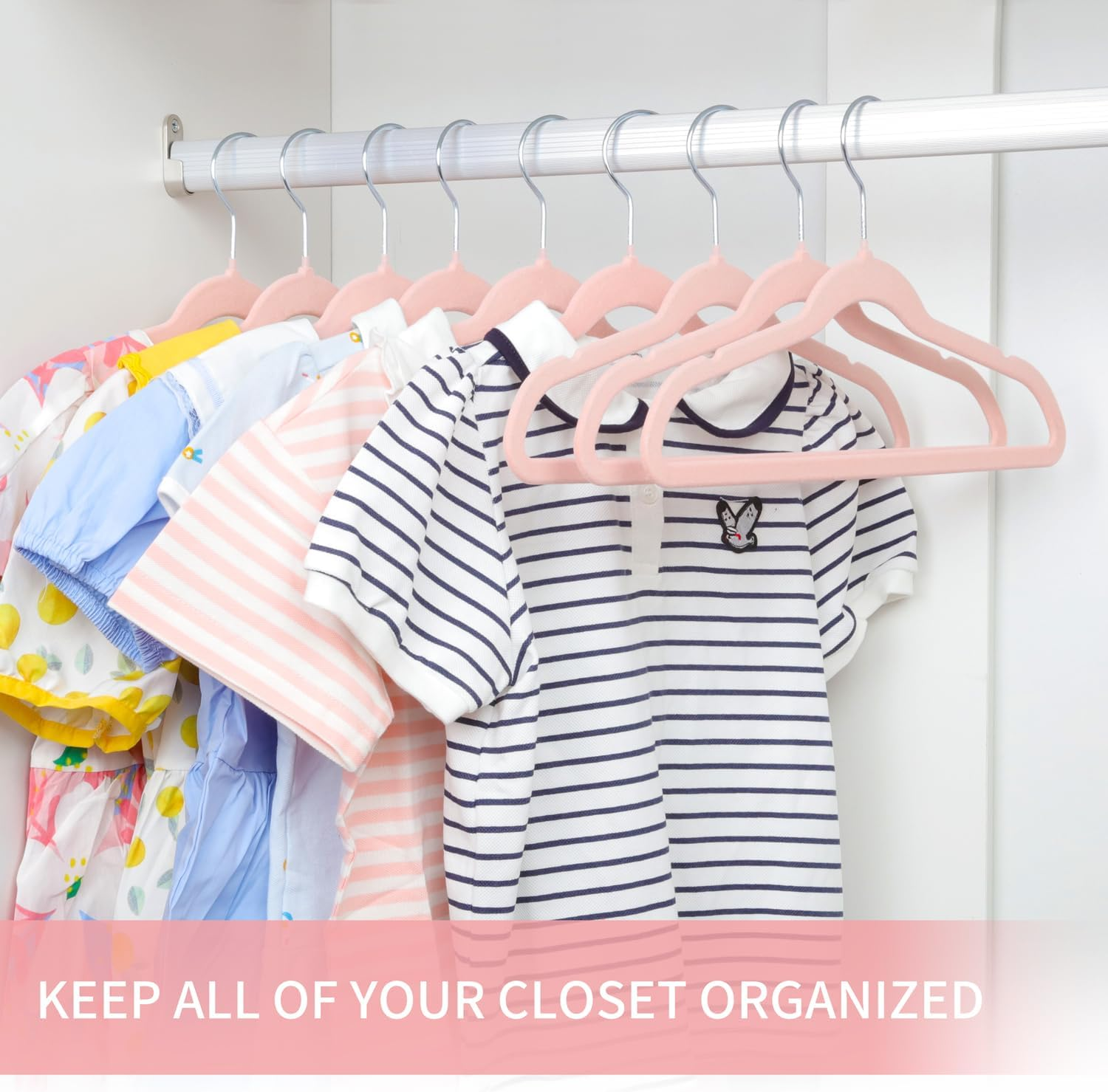 Children'S Velvet Non-Slip Hangers | 32 Pack Space Saving Felt Hangers for Kids and Teenager | Kids Clothing Hanger - Pink image number 3