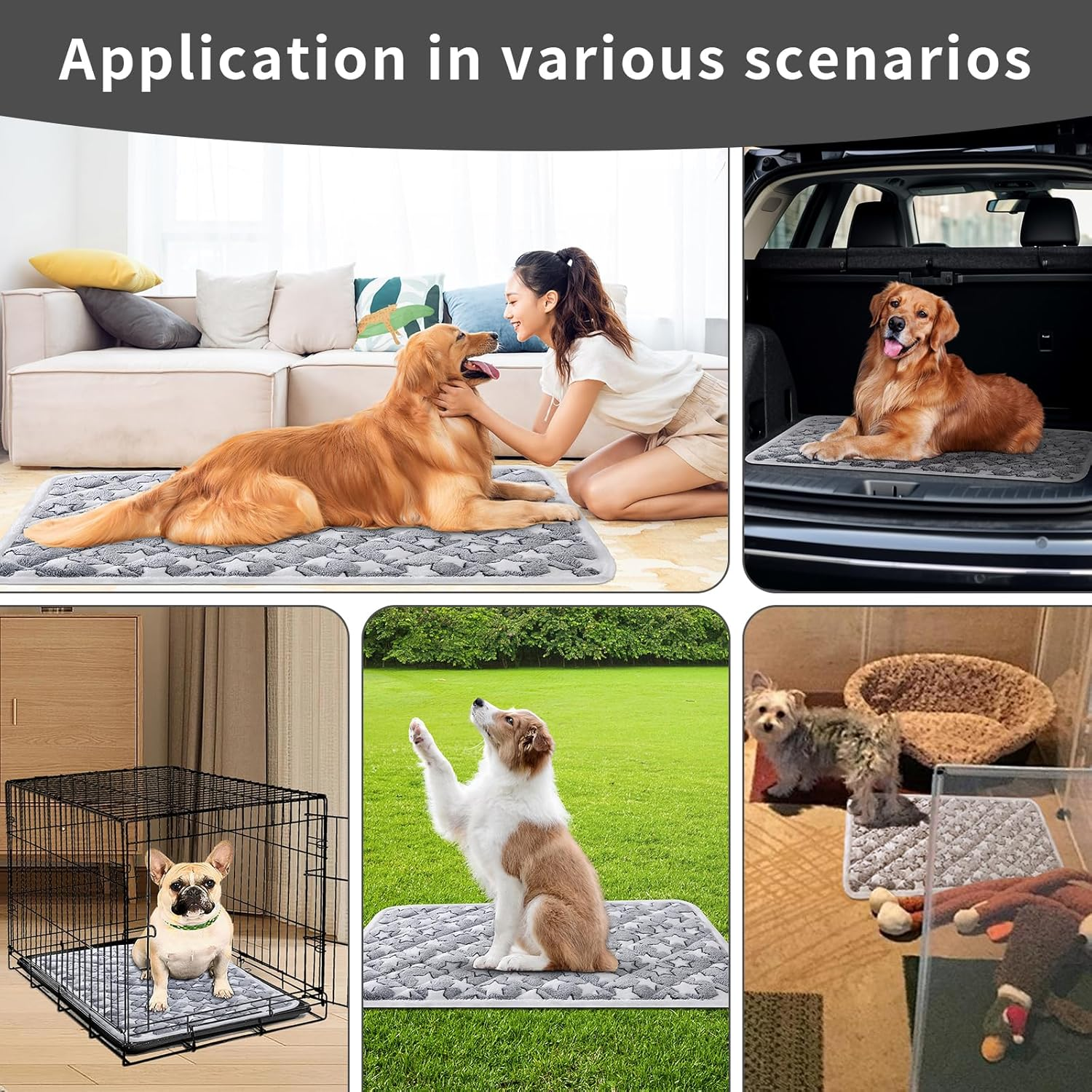 Moonxhome Soft Reversible Dog Bed Mat, Cat Mat - 60X90Cm, Short Plush Pet Mat, 2.5Cm Thick Thin Dog Mat, Dog Crate Pad for Medium Dogs, Machine Washable Ideal for 90Cm Dog Crates image number 4