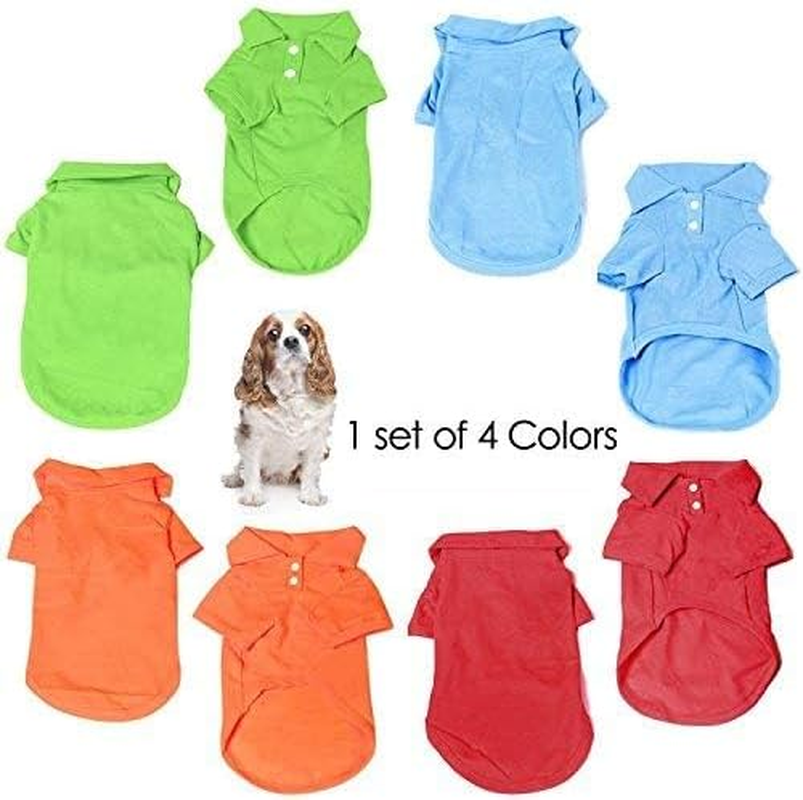 KINGMAS 4 Pieces Dog T-Shirt, Breathable Pet Shirts, Puppy Sweatshirt Dog Clothes Outfit Apparel Coats for Small Medium Dogs Cats (Blue, Green, Red, Orange) - X-Large