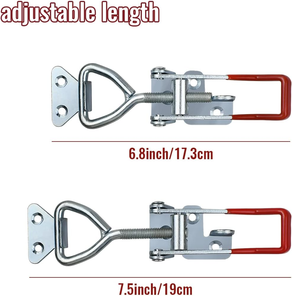 2 PCS Heavy Duty Toggle Clamp Latch 4003 Adjustable Latch Hardware, 1320Lbs Holding Capacity, Quick Release Pull Latch Clamp for Box Case Trunk, Industrial Equiipment, Smoker Door and More (7.5Inch)