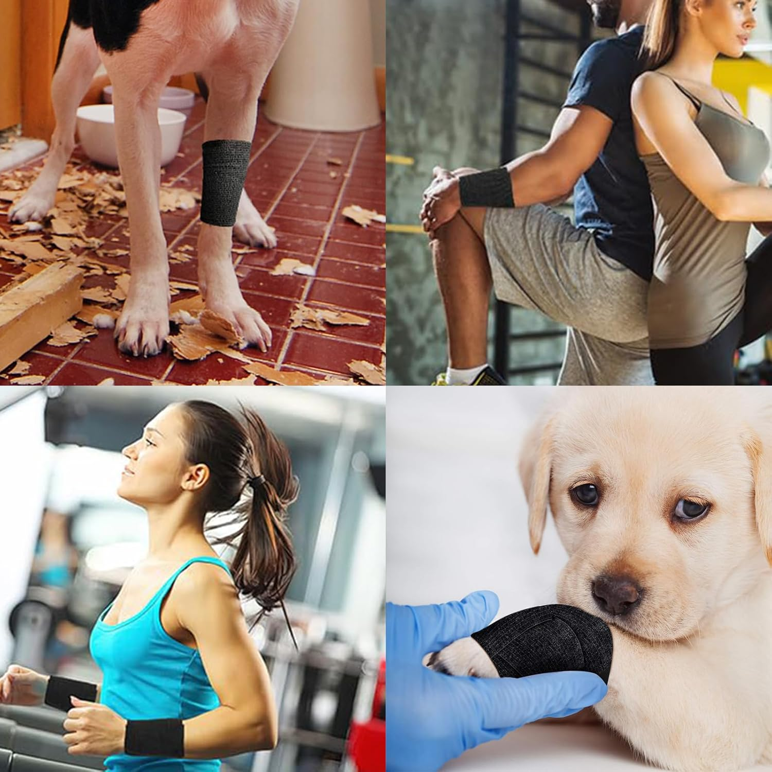 Athletic Tape, 10 Rolls Black Finger Tape, Self Adherent Cohesive Wrap Bandages for Sports, Breathable Wrist Tape,Ideal for Strains, Sprains, and Injury Support image number 2