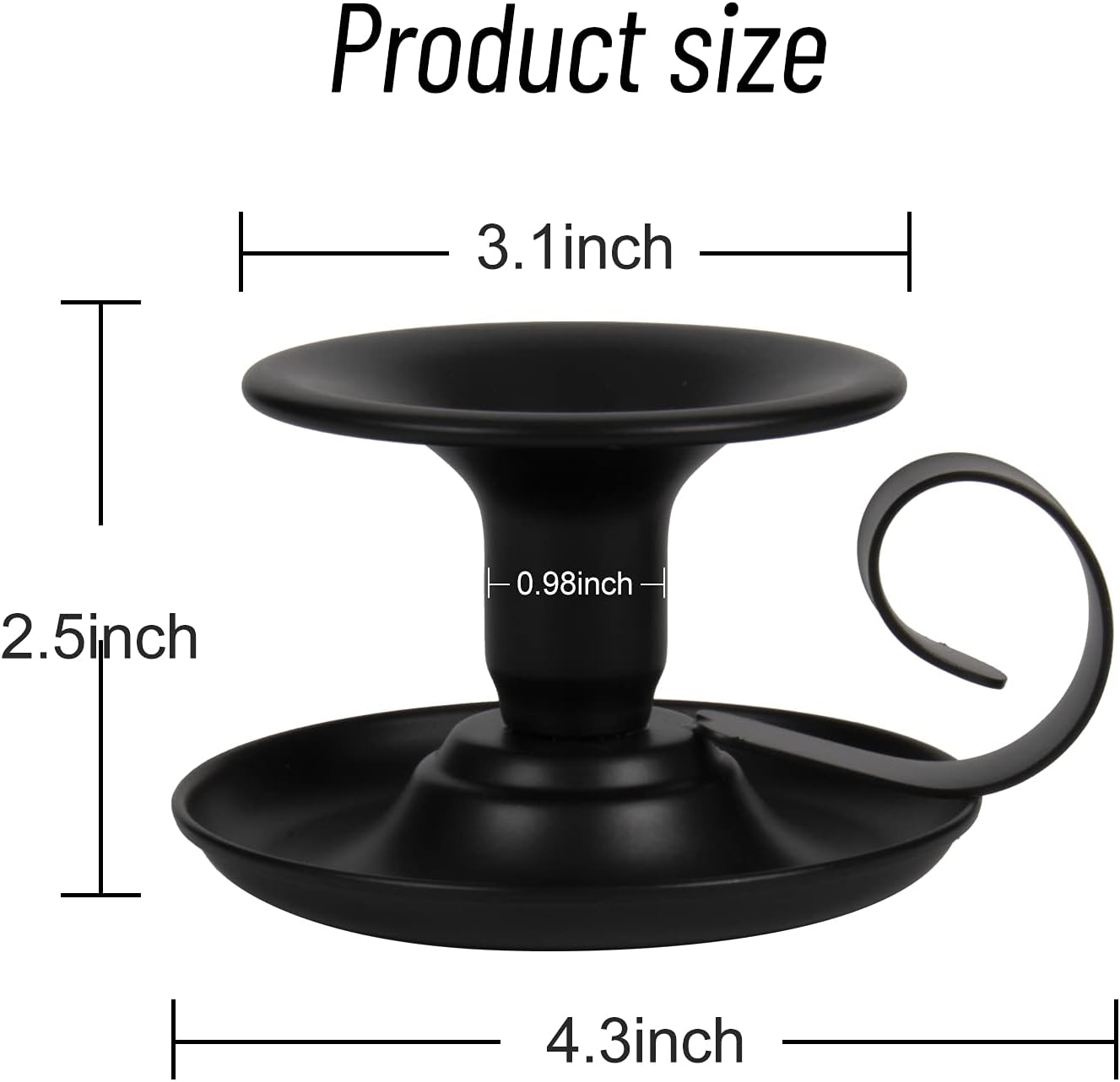 Taper Candle Stick Holder, 2Pcs Retro Iron Simple Black Candlestick Holders Candlelight Stand for Party Wedding Christmas Table Home Decoration(Black,2Pcs) image number 3