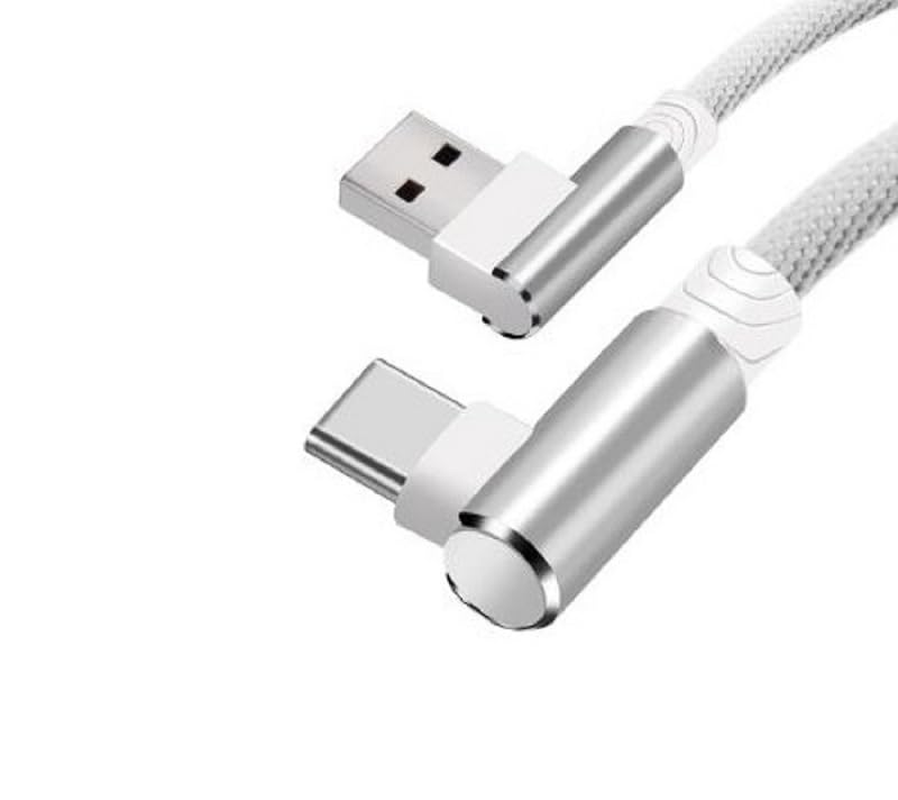Nylon Braided 1M 180 Degree USB C Charging Cable Fast Data Sync Charger Connector Adaptor Reversible USB C Cable (White) image number 4