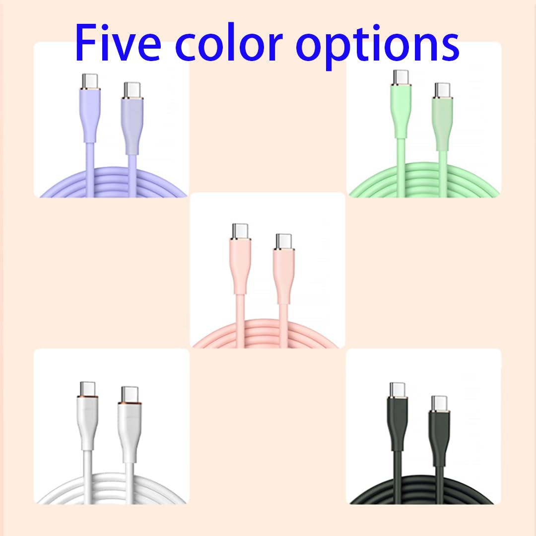 Hexchuang Soft Silicone USB C to USBC Cable 60W Fast Charging Type C Silicone Cord Compatible with 16/15 Pro Max Plus, Galaxy S23 2PACK (Purple, 2M) image number 2