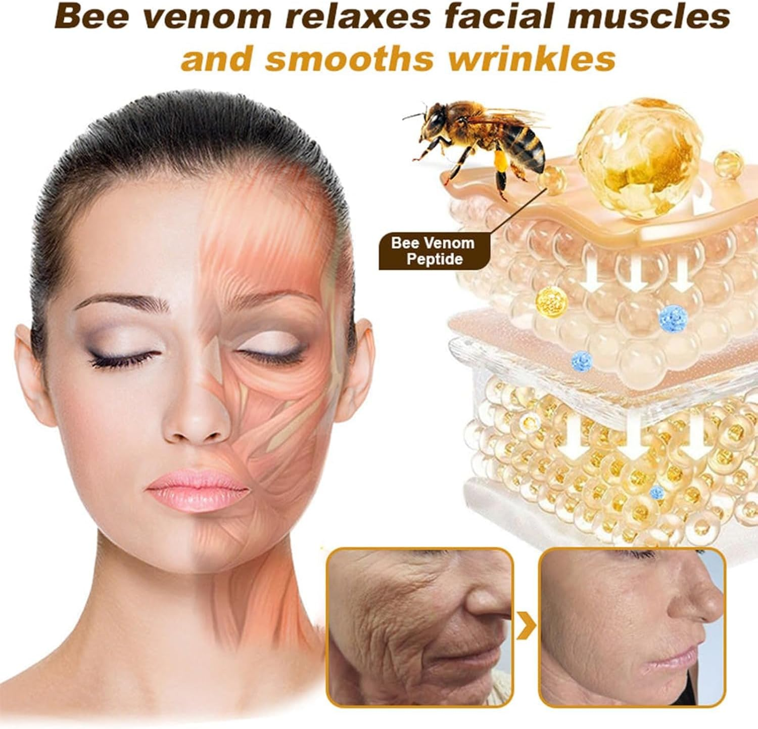 2PCS Bee Venom Cream - Wrinkle Removal & Firming, Moisturizing, Lifting & Recovery - All Skin Types - Anti-Aging Bee Venom Cream、Face Cream Moisturiser image number 1