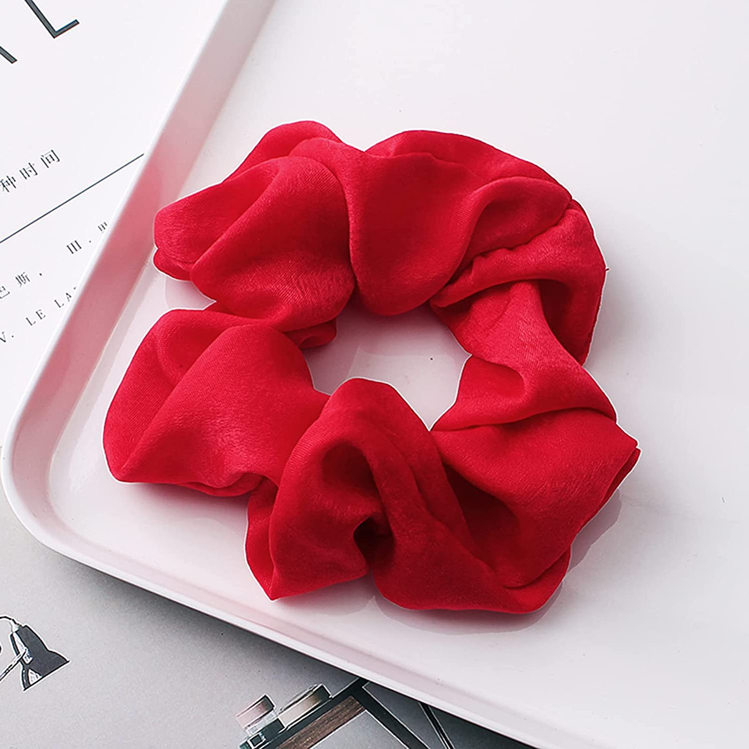 7 Pcs Silk Hair Scrunchies Set, MH MOIHSING Elastic Hair Bands Soft Hair Ties Large Ponytail Holder, a Stain Scrunchie Doesn'T Pull or Snag Thick Hair, Hair Bobbles for Women Girls Hair Accessories image number 5