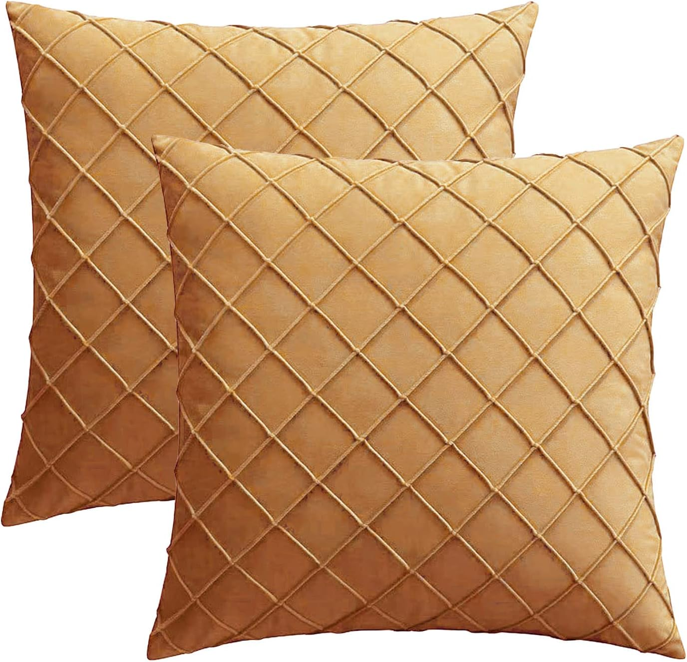 Set of 2 Luxton Pleated Velvet Cushion Covers Teal Green Home Decor Checked Pattern Cushion Covers for Lounge Sofa Couch Bedding Decoration (43X43Cm, Teal Green) image number 3