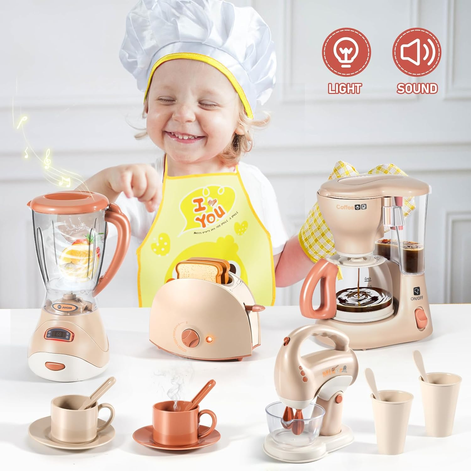 Play Kitchen Set with Coffee Maker, Mixer, Toaster and Blender and Accessories,Kids Toys for Age 3+ ,Boys Toys and Girls Toys image number 3
