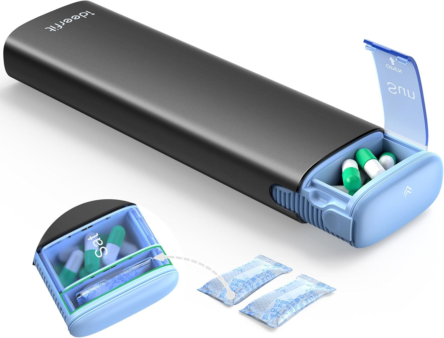 Weekly Travel Pill Organizer,Ideerfit Small Pill Box 7 Day,Portable Pill Case,Daily Medicine Box,Drawer Design Pill Container for Medication, Vitamins, Fish Oils, Supplements,Pink