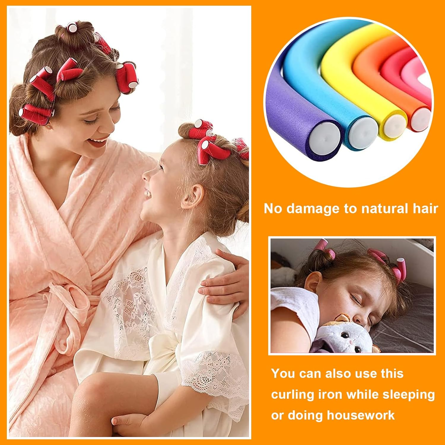 42 Pcs Heatless Curling Irons,Heatless Sleeping Curlers,7 Inch Flexi Soft Foam Heatless Curling Irons,Heatless Curling Barrels for Short and Long Hair - Easy to Use and Won'T Damage Hair image number 2