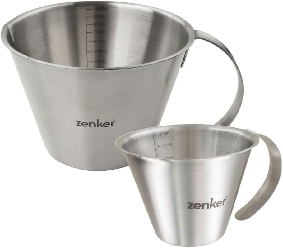 Zenker 9943250 Duo Measuring Cup with Scale, Measuring Cup for Liquids, Measuring Cup, Baking Glass, Stainless Steel, Silver, 250 Ml, 1000 Ml image number 6