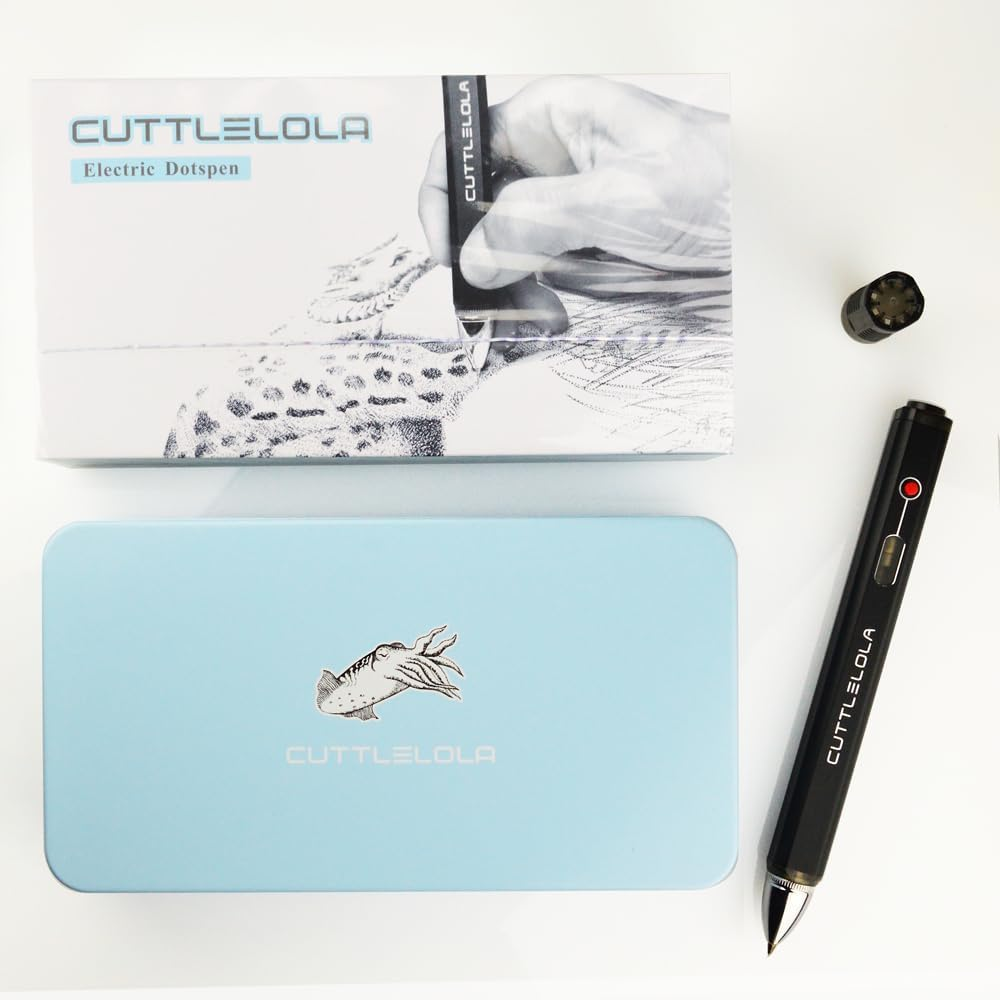 CUTTLELOLA Electric Dotspen II - the Black Knight, Rechargeable Pen for Artists, Hobbist, Tatooist. Use Electric Pen for Managa, Sketching, Stippling, Pen and Ink Drawing,Doodle Etc. image number 4