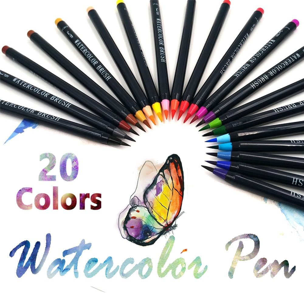 20 Colors Watercolour Brush Pens Art Marker Drawing Painting Brush Artist Sketch