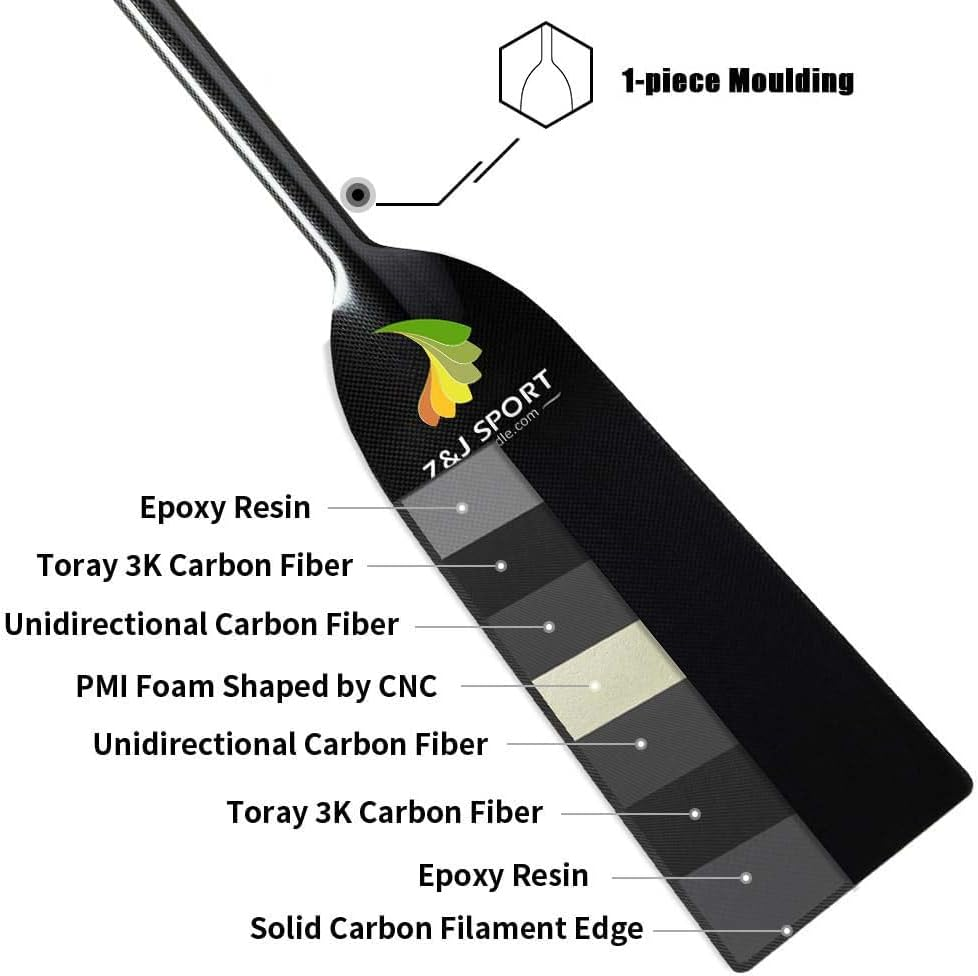 Z&J SPORT Adjustable Dragon Boat Paddle, IDBF Approved Boat Oars, Carbon Fiber Paddle Adjustable T Handle with Adjuster for Dragon Boat Paddler (Range: 43&rdquo;-52&rdquo; /110Cm-132Cm) image number 6