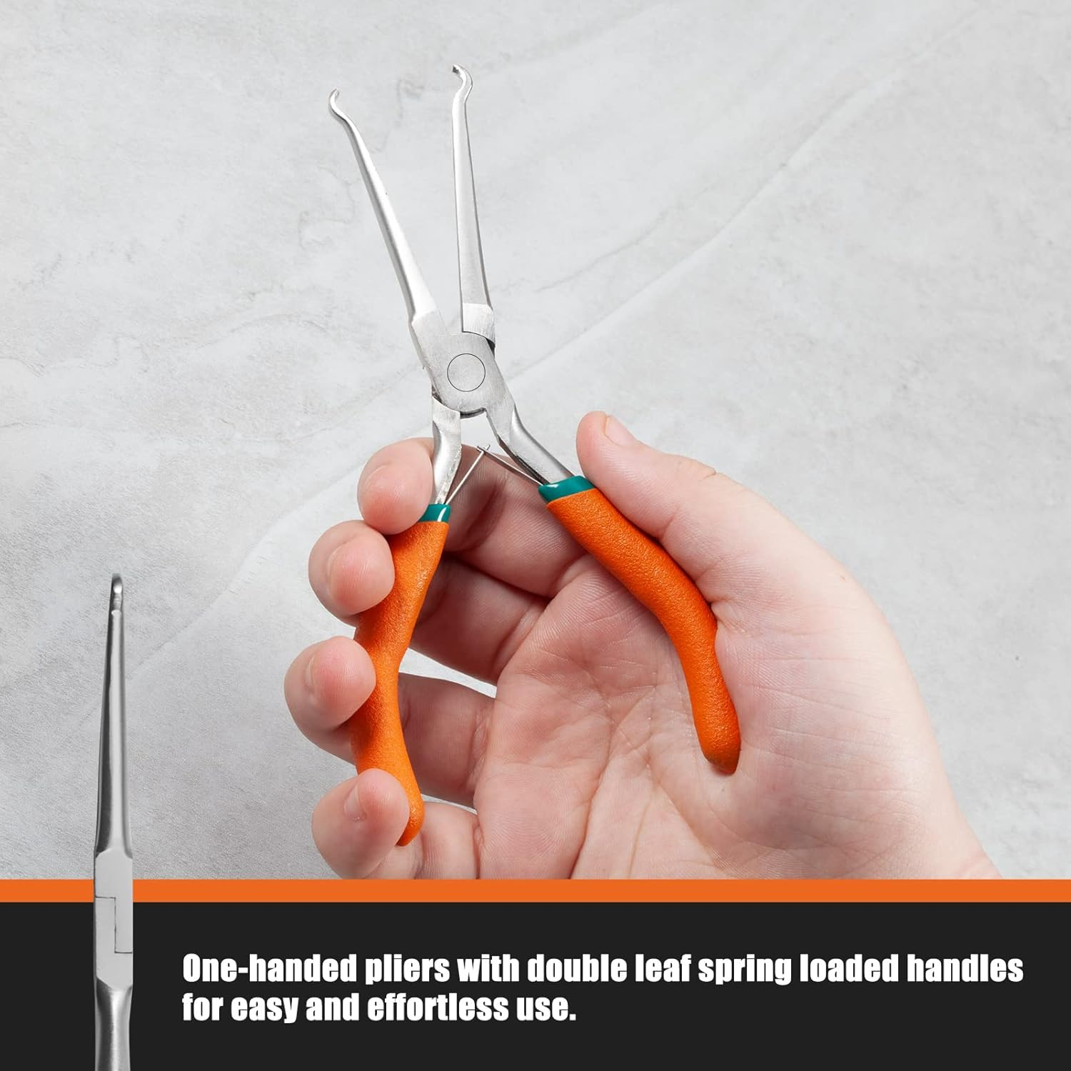 LEONTOOL 6-Inch Hose Grip Plier Small Offset Spark Plug Boot Removal Pliers 1/5 Inch Diameter Long Reach Nose Ring Pliers for Spark Plug Boots and Removing Small Hoses image number 2