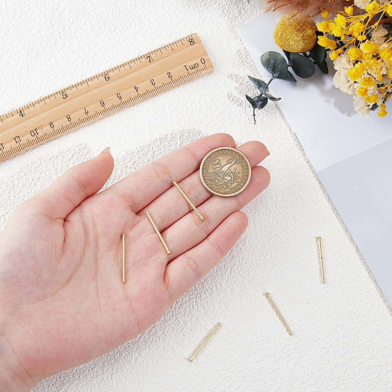 NICENEEDED Pack of 5 Central Axle Bars for Hair Clip Spring Replacement 25 Mm Golden Central Axis for Repair Parts of Square and Rectangular Butterfly Jaw Clamps