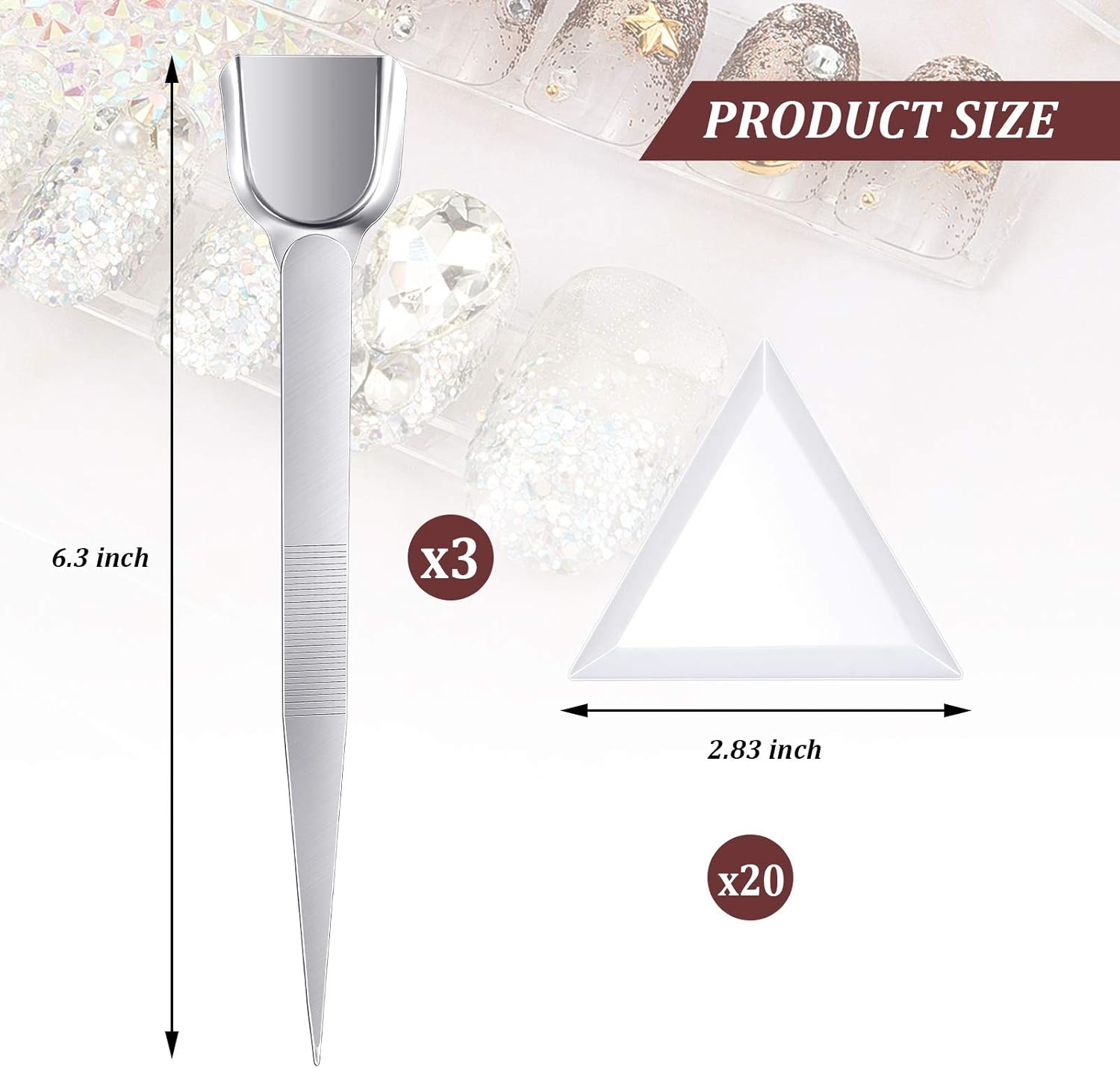 Mudder 20 Pieces Bead Sorting Trays Triangle and 3 Pieces Bead Scoop Rhinestone Diamond Tweezers for Jewelry Making Gems Crystals
