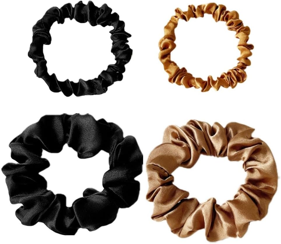 4PCS Hair Ties Silk Scrunchie Silks Scrunchiesilk Hair Tie Large for Women Thick Curly Hair No Crease Soft Less Pulling