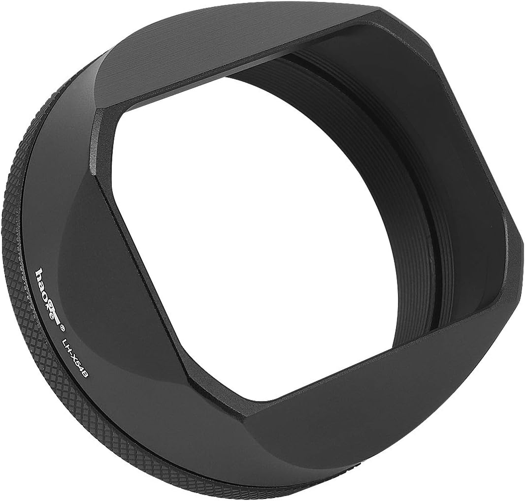 Haoge LH-X54B Square Metal Lens Hood with 49Mm Adapter Ring for Fujifilm X100VI Fuji X100V Camera Black
