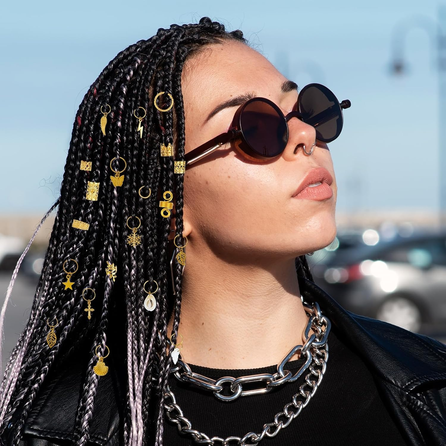 Pack of 362 Gold Hair Accessories, 20 Designs Dreadlocks Jewellery Rings, Adjustable Golden Hair Accessories for Braids with Hair Rings, Hair Spiral Clips, Charms, Ideal for DIY, Festival, Braiding image number 4