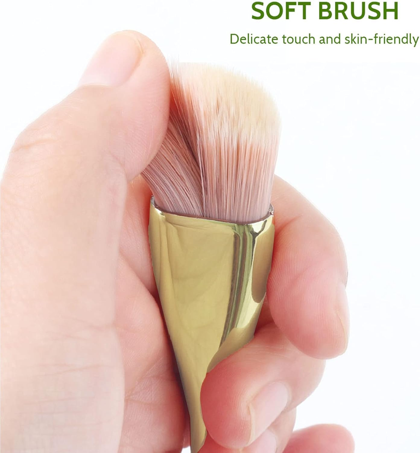 Soft Nail Dust Cleaning Brush, Undeformed Die-Cast Thickened Artificial Fiber Nail Art Powder Dusting Brush Smooth Handle for Manicure (Champagne Gold) image number 5