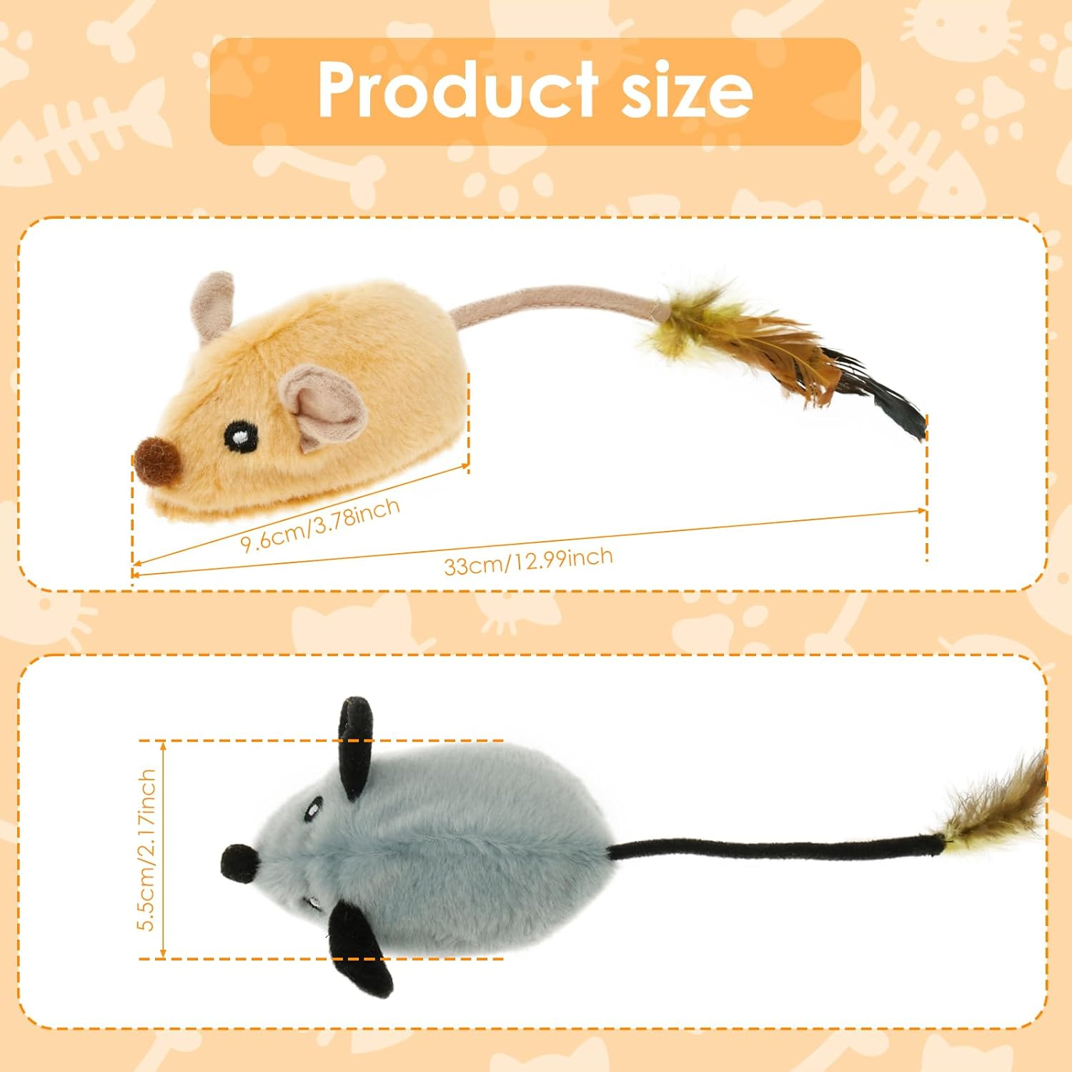 Awobepl 2Pcs Interactive Cat Toys with Feather Tail USB Rechargeable Moving Cat Toy with LED Light Cute Moving Kitten Toys Electric Cat Toy for Indoor Cat Boredom image number 5