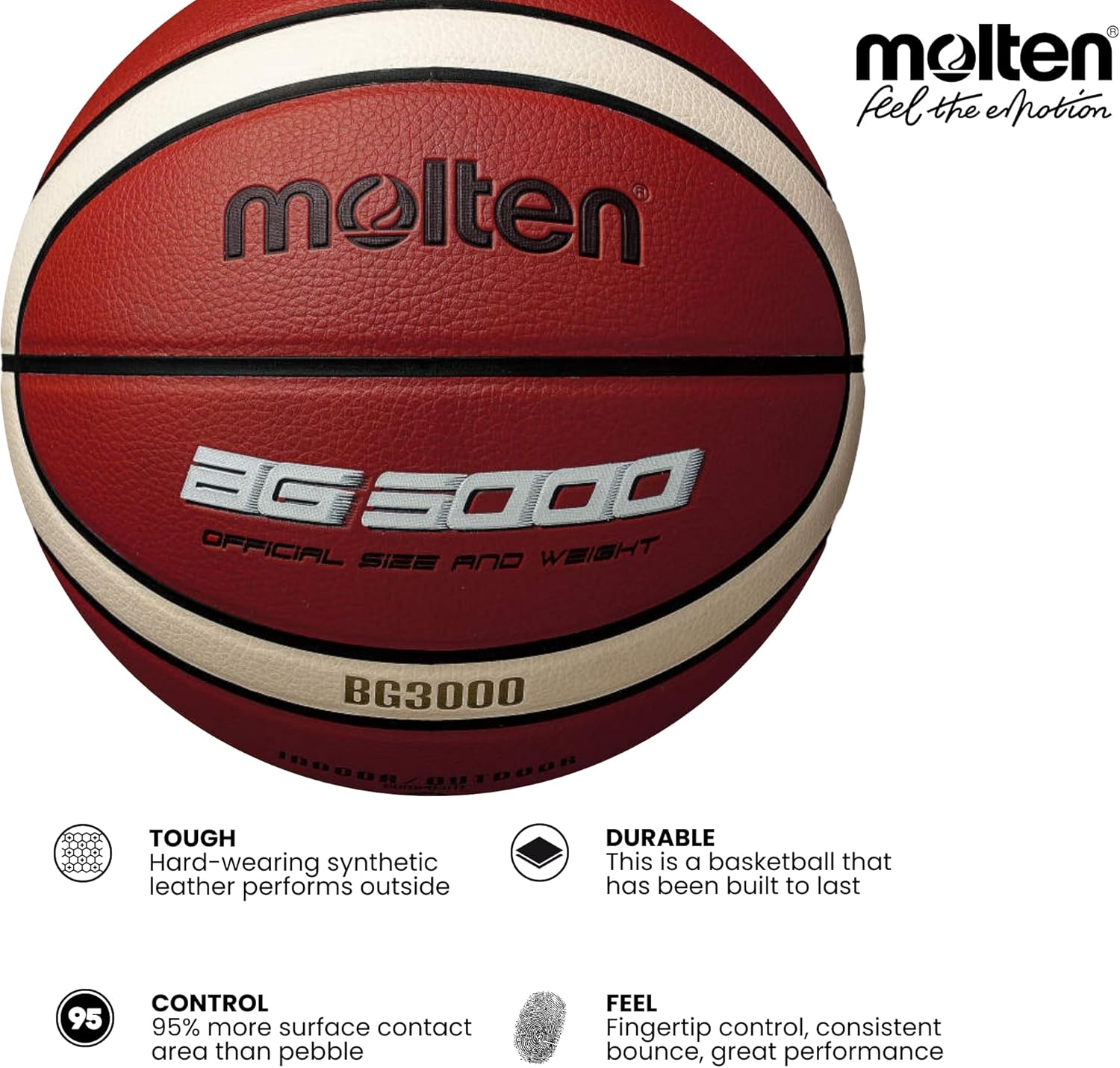 Molten Basketball, Indoor/Outdoor, FIBA Approved, Premium Rubber image number 6